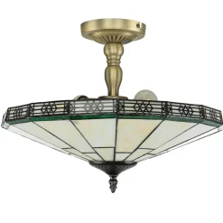 Searchlight Tiffanylampe Decke Grün Weiß elegant* Glaslampen|Tiffany Lampen