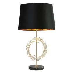 Searchlight Tischlampe 56 cm D: 35 cm E27 in Gold Schwarz rund