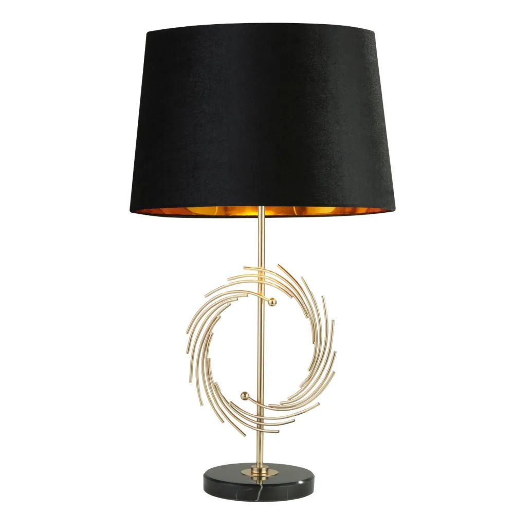 Searchlight Tischlampe 56 cm D: 35 cm E27 in Gold Schwarz rund