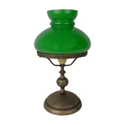 Sale Giovanni Battista Tischlampe 39 cm Jugendstil Glas Messing in Bronze Antik Grün