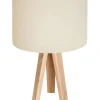 BPS Koncept Tischlampe AYLMER Creme Gold Retro Dreibein 46cm Holz* Schlafzimmer Lampen|Holzlampen