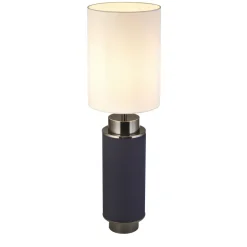 Sale Searchlight Tischlampe Blau Weiß Nickel 72 cm hoch E27 Stoff Metall