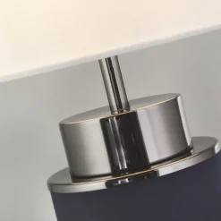 Sale Searchlight Tischlampe Blau Weiß Nickel 72 cm hoch E27 Stoff Metall