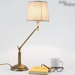 Discount Giovanni Battista Tischlampe Bronze Hell Stoffschirm Snodo