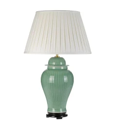 Elstead Tischlampe Creme Grün 81cm hoch Keramik Stoff* Tischlampen|Schlafzimmer Lampen