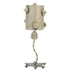 Clearance Elstead Tischlampe Creme Metall Stoff 55 cm hoch E27