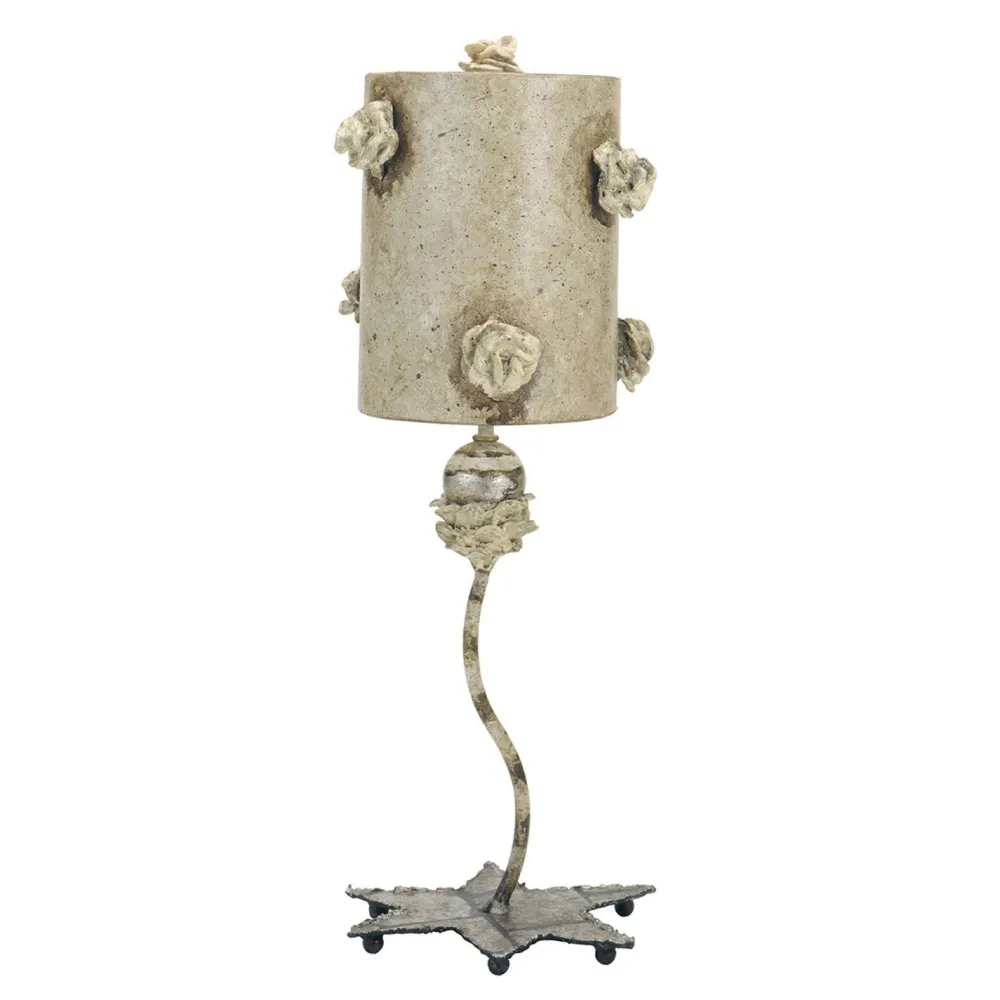 Clearance Elstead Tischlampe Creme Metall Stoff 55 cm hoch E27