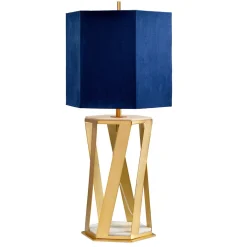 Elstead Tischlampe Design Gold Blau Marmor Fuß 87cm hoch* Tischlampen|Schlafzimmer Lampen
