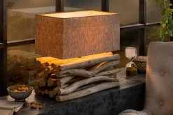 Hot Invicta Interior Tischlampe Design Treibholz Stoff Unikat ATHELLA