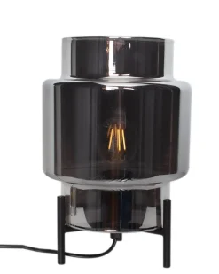 By Rydéns Tischlampe Dreibein 29 cm Metall Rauchglas für E27* Wohnzimmerlampen|Metall Lampen