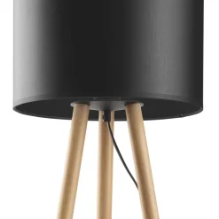 TK Lighting Tischlampe Dreibein 46 cm Skandinavisch Holz Stoff E27* Tischlampen|Schlafzimmer Lampen