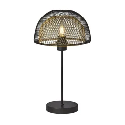 Searchlight Tischlampe E27 47 cm Ø 26 cm in Schwarz Gold LUCIA* Schlafzimmer Lampen|Tischlampen