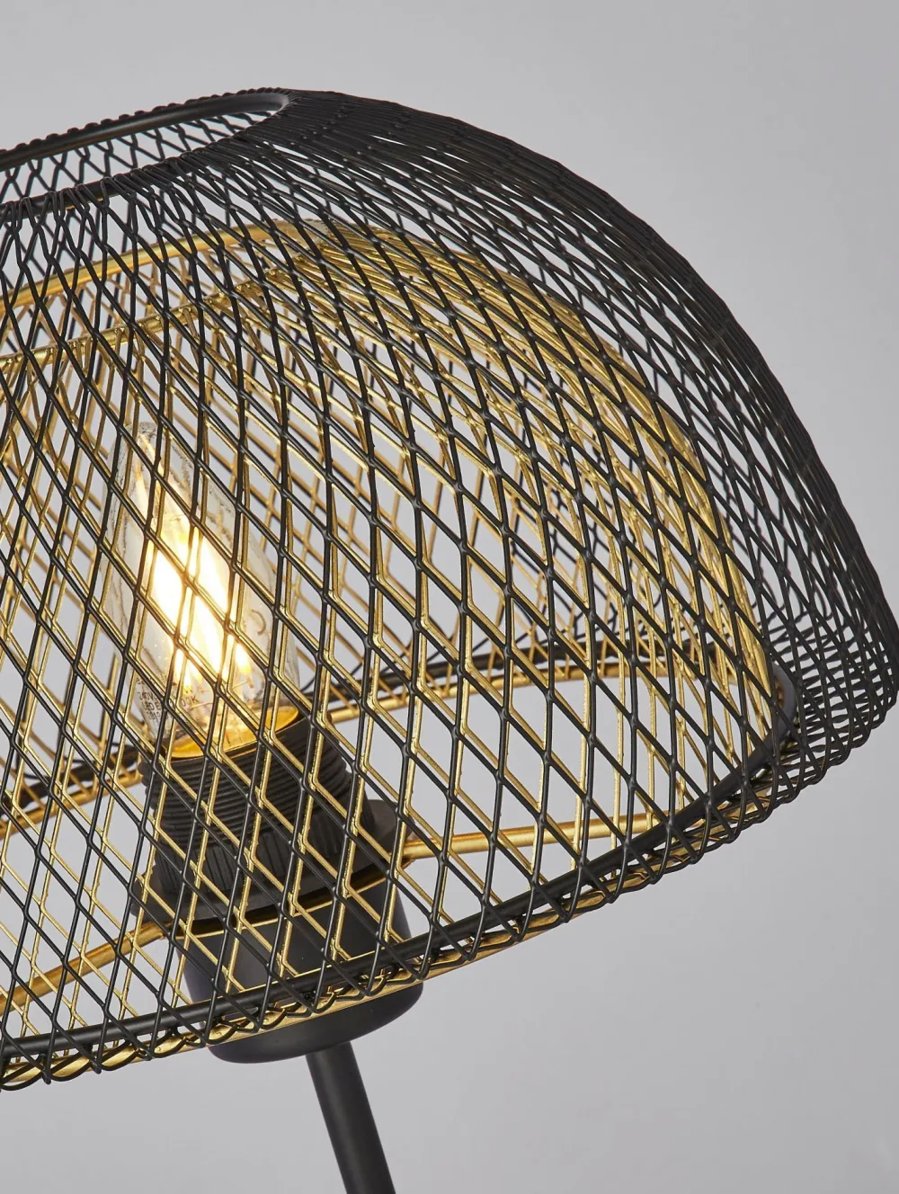 Searchlight Tischlampe E27 47 cm Ø 26 cm in Schwarz Gold LUCIA* Schlafzimmer Lampen|Tischlampen