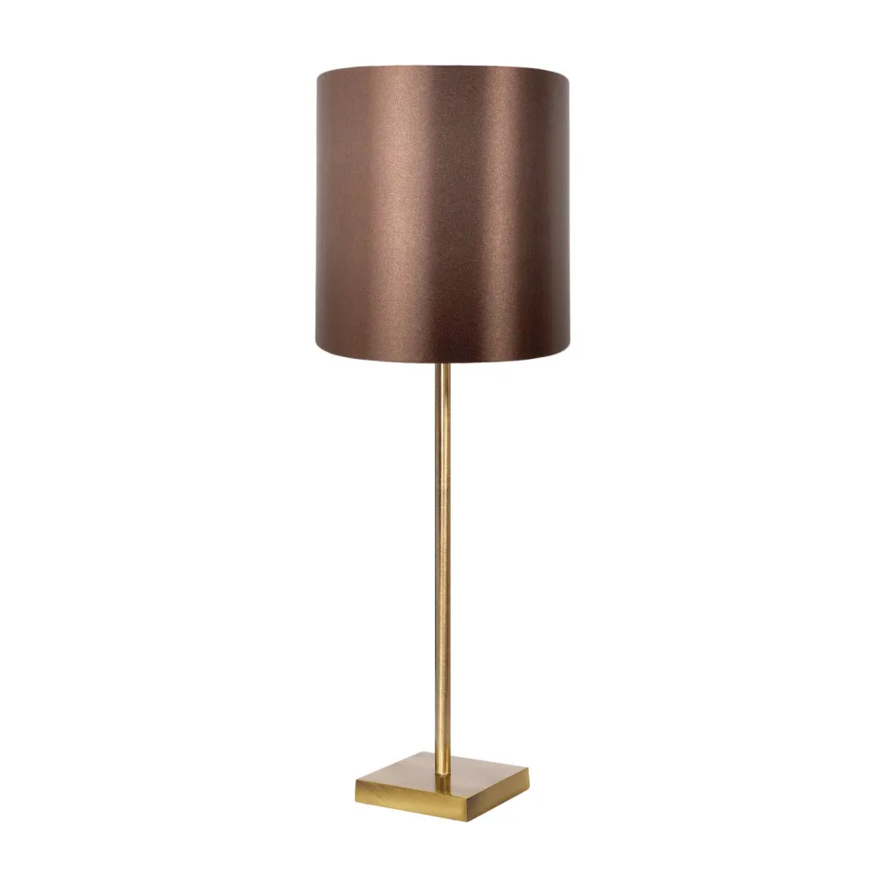 Discount Giovanni Battista Tischlampe E27 68,5 cm Messing Stoff in Bronze hell Braun