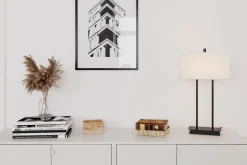 Discount By Rydéns Tischlampe E27 56 cm Schwarz Weiß eckig Stoff Metall