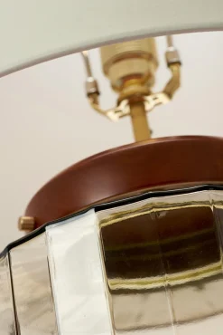 Elstead Tischlampe E27 Retro Design 51 cm Creme Grau Stoff Glas* Tischlampen|Schlafzimmer Lampen