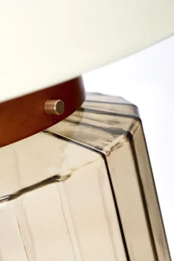 Elstead Tischlampe E27 Retro Design 51 cm Creme Grau Stoff Glas* Tischlampen|Schlafzimmer Lampen