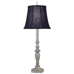 Elstead Tischlampe E27 Schwarz Nickel 79 cm hoch Stoff Zinkguss* Tischlampen|Schlafzimmer Lampen