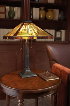 Clearance Elstead Tischlampe ETERNO 7 Buntglas H:58cm Tiffany Lampe