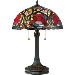Elstead Tischlampe FARFALLA 8 Buntglas 58cm Tiffany Lampe* Glaslampen|Designerlampen