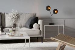 By Rydéns Tischlampe 2-flammmig 59 cm Schwarz Gold aus Glas Metall