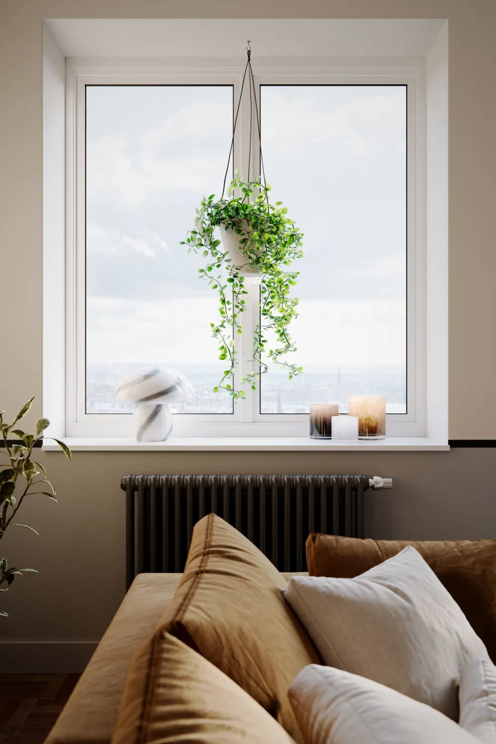 New By Rydéns Tischlampe Glas 30 cm hoch Weiß marmoriert E27 Pilz Look