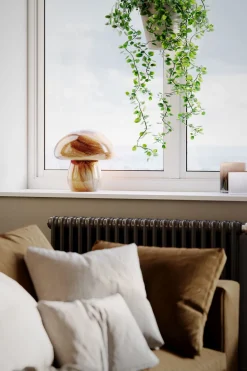 By Rydéns Tischlampe Glas 30 cm hoch Braun marmoriert E27 Pilzdesign* Wohnzimmerlampen|Metall Lampen