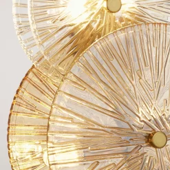 Searchlight Tischlampe Glas Metall 66 cm in Messing Bernstein Klar* Glaslampen|Designerlampen