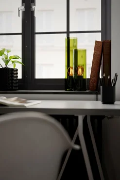 By Rydéns Tischlampe Glas Metall 30 cm hoch Grün E27 Zylinder* Wohnzimmerlampen|Metall Lampen