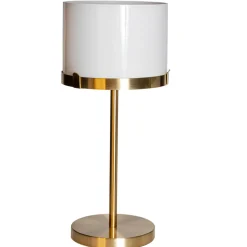 By Rydéns Tischlampe Glas Metall E27 55 cm in Messing Weiß rund* Wohnzimmerlampen|Metall Lampen