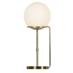 Searchlight Tischlampe Glas Metall in Messing Antik Weiß E27 50 cm* Wohnzimmerlampen|Glaslampen