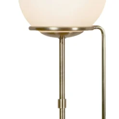Searchlight Tischlampe Glas Metall in Messing Antik Weiß E27 50 cm* Wohnzimmerlampen|Glaslampen