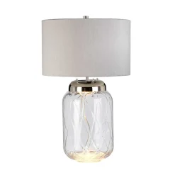 Discount Elstead Tischlampe Glas Stoff 67,5 cm beleuchteter Sockel