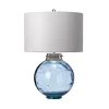 Elstead Tischlampe Glas Stoff E27 55,5 cm Weiß Blau LUBIELA* Schlafzimmer Lampen|Glaslampen