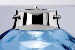 Elstead Tischlampe Glas Stoff E27 55,5 cm Weiß Blau LUBIELA* Schlafzimmer Lampen|Glaslampen