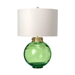 Best Elstead Tischlampe Glas Stoff in Grün Ecru 55,5 cm LUBIELA