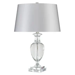 Elstead Tischlampe Glas Stoff in Silber 63cm hoch VHASI* Tischlampen|Schlafzimmer Lampen