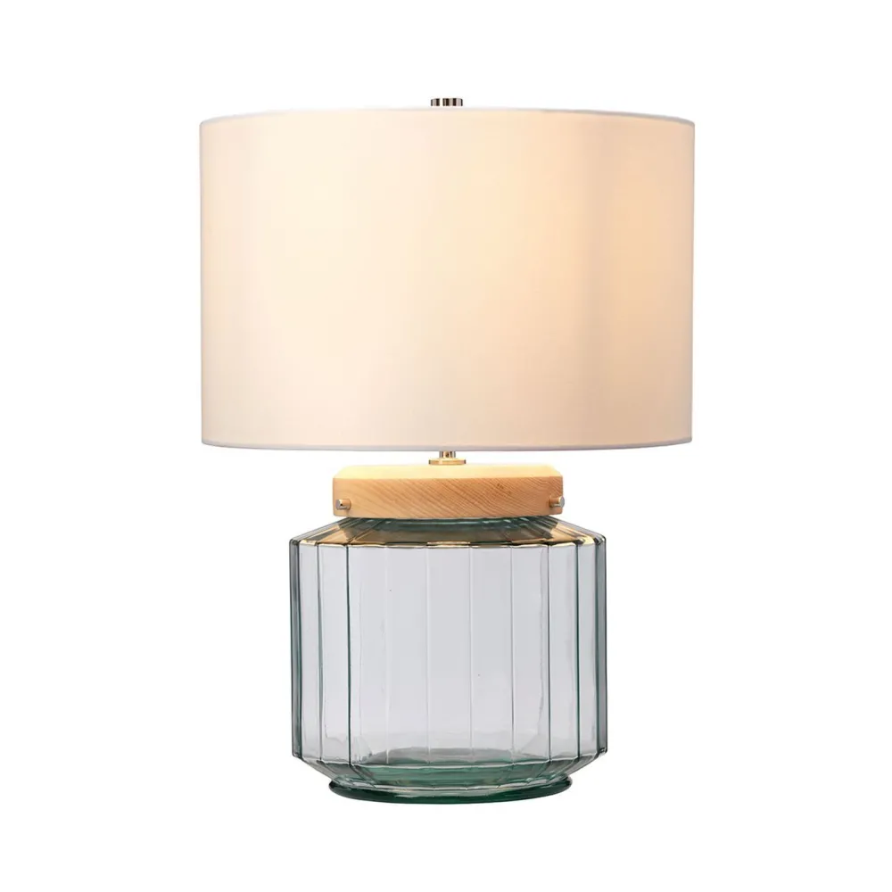 Online Elstead Tischlampe Glas Stoff Retro Design 51 cm hoch LADINA