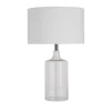 Searchlight Tischlampe Glas Stoff Weiß 62 cm E27 elegant* Wohnzimmerlampen|Schlafzimmer Lampen