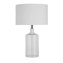 Searchlight Tischlampe Glas Stoff Weiß 62 cm E27 elegant* Wohnzimmerlampen|Schlafzimmer Lampen