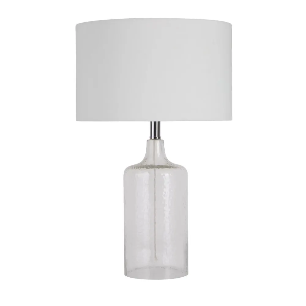 Searchlight Tischlampe Glas Stoff Weiß 62 cm E27 elegant* Wohnzimmerlampen|Schlafzimmer Lampen