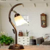 Lamkur Tischlampe Glasschirm Ambiente Shabby Braun antik* Rustikale Lampen|Glaslampen