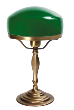 Outlet Giovanni Battista Tischlampe Glasschirm Grün aus Echt-Messing