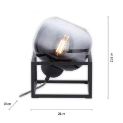 New Just Light Tischlampe Glasschirm Rauchgrau Schwarz E27 23 cm klein