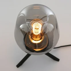 Steinhauer Tischlampe Glasschirm Schwarz Rauchgrau 23 cm elegant* Tischlampen|Schlafzimmer Lampen