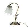 Clearance Giovanni Battista Tischlampe Glasschirm Weiß Echt-Messing Floral