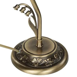 Clearance Giovanni Battista Tischlampe Glasschirm Weiß Echt-Messing Floral