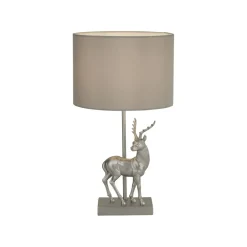 Searchlight Tischlampe Grau H: 42,5 cm Stoff Resin Hirsch E27* Stofflampen|Schlafzimmer Lampen