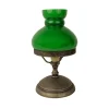 New Giovanni Battista Tischlampe Grün Bronze Antik H: 23,5 cm klein Glas Messing E14