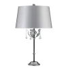Elstead Tischlampe Hoch 72cm in Silber Stoff Schirm GOTICA* Tischlampen|Designerlampen
